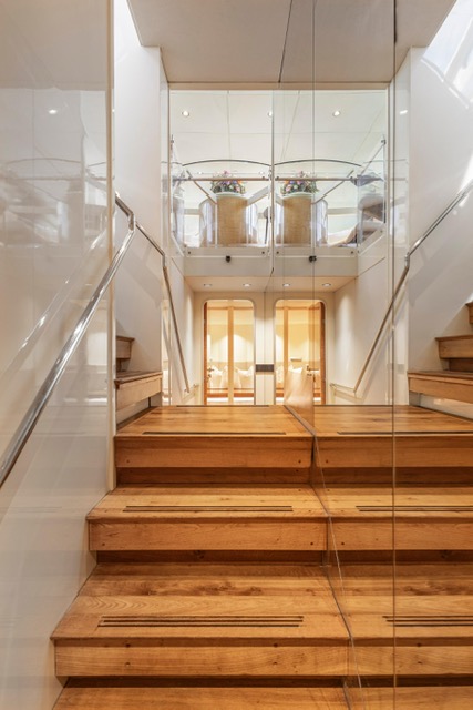 Interior corridor of the 115 ft mega yacht