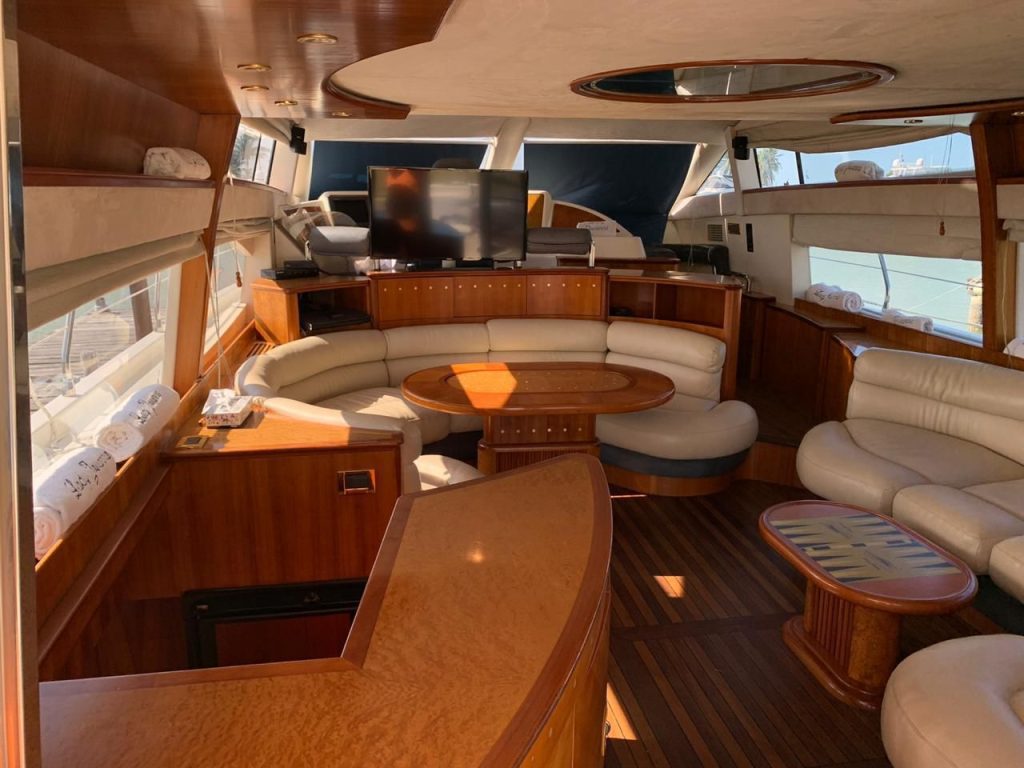 Lounge area on board the Azimut 60