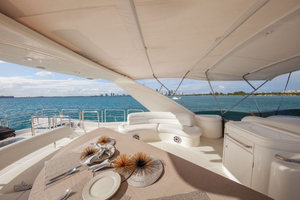 Upper deck of the Azimut 80 in Cancun