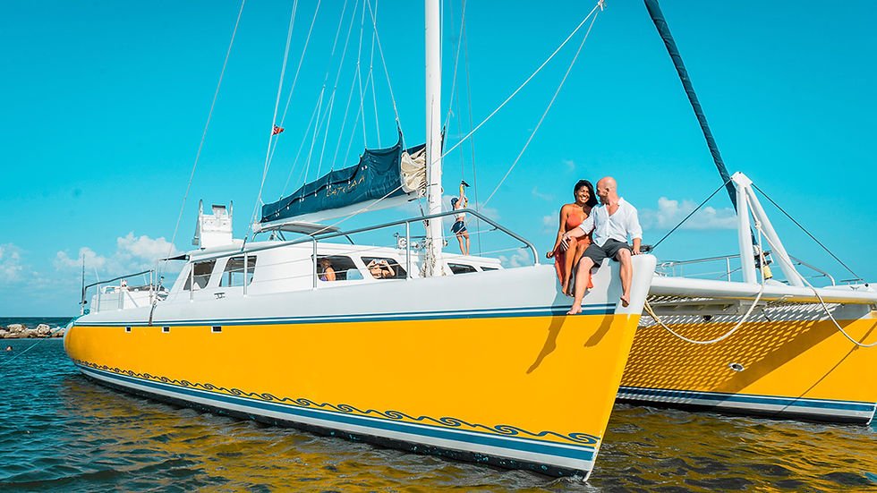 CARIBE 65' yellow catamaran charter Riviera Maya