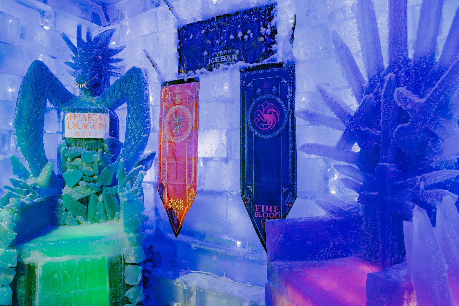Ice sculptures inside the Ice Bar at Isla Mujeres