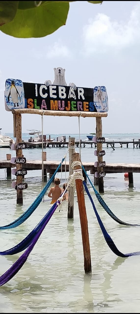 Hammocks at the beach club on Isla Mujeres