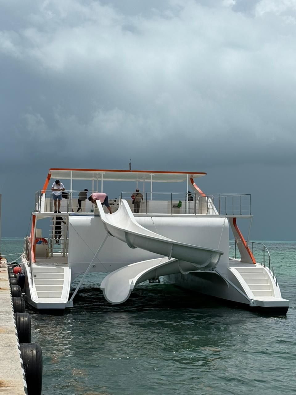 Boat with water slide in Cancun