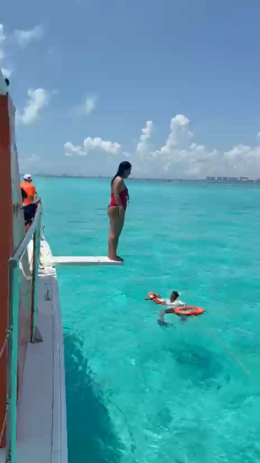 Trampoline included on the party boat charter