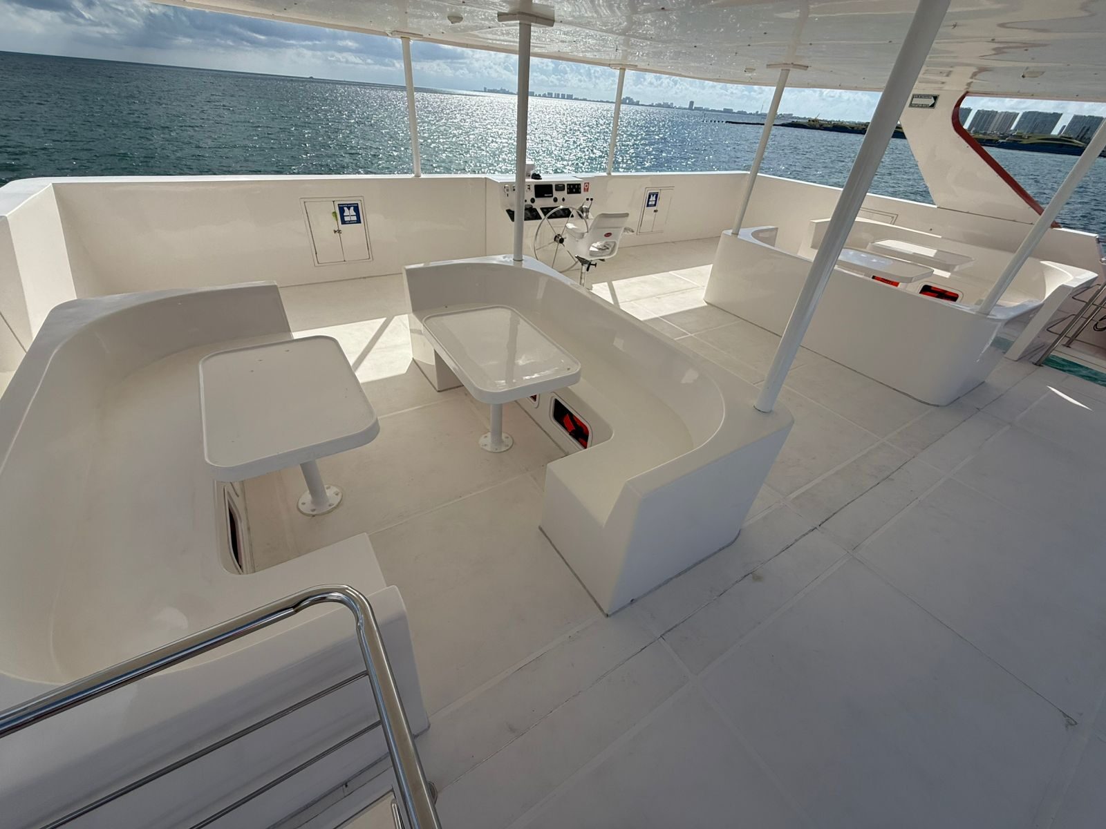 Upper deck with sea views on the events boat