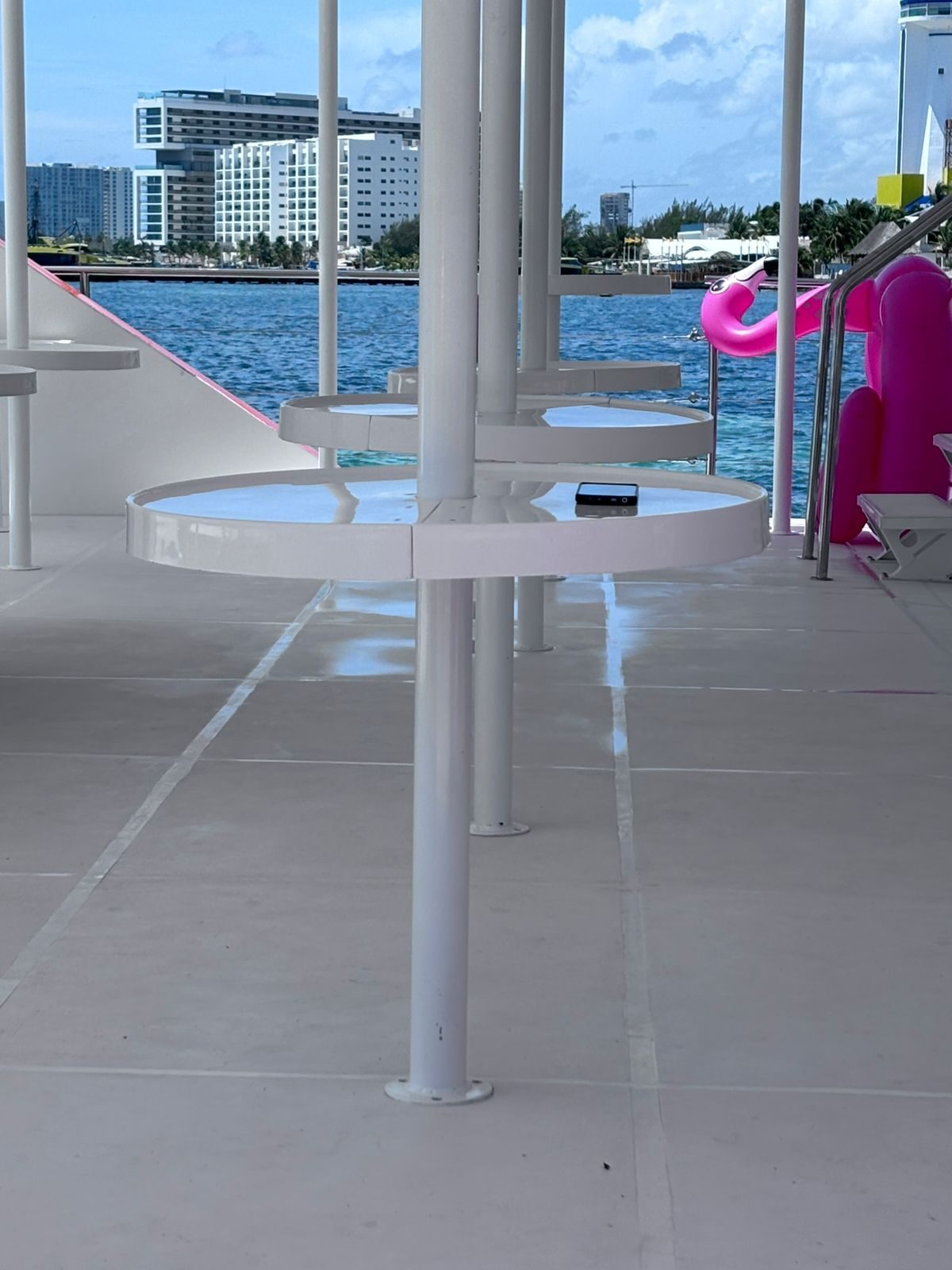 Tables and chairs for events on board