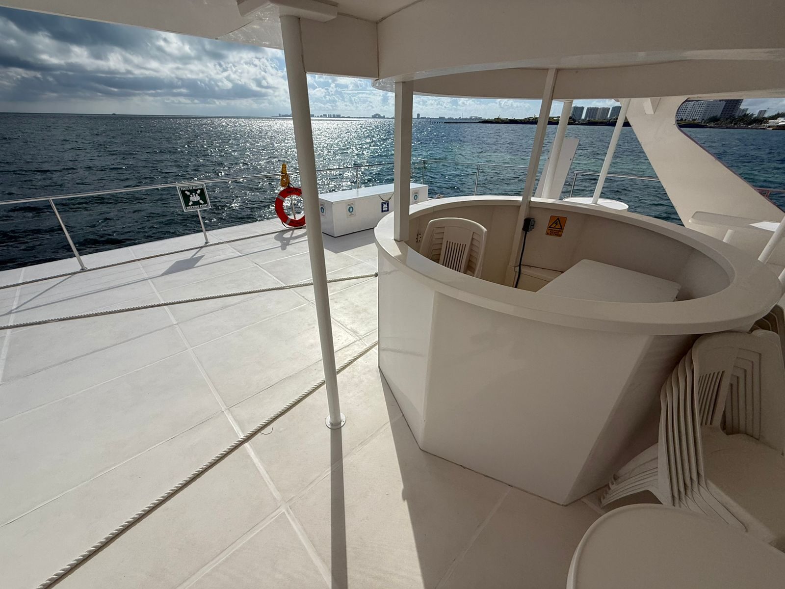DJ booth on the slide party boat