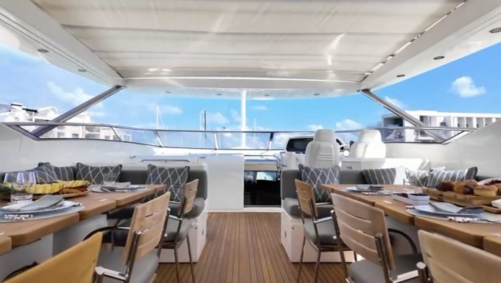 Fly deck of the Sunseeker 120 mega yacht