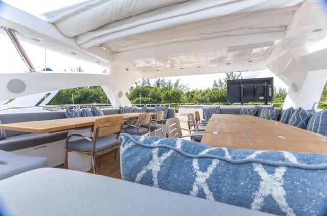 Upper deck bar of the Sunseeker 120