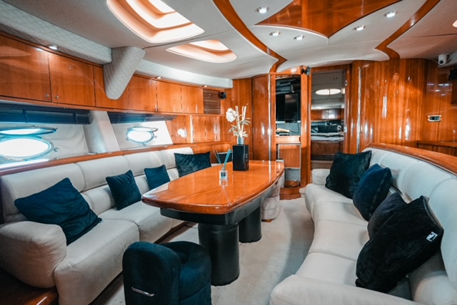 Salon and dining area of the Sunseeker 75