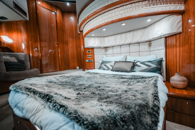 Master cabin of the Sunseeker 75 in Cancun