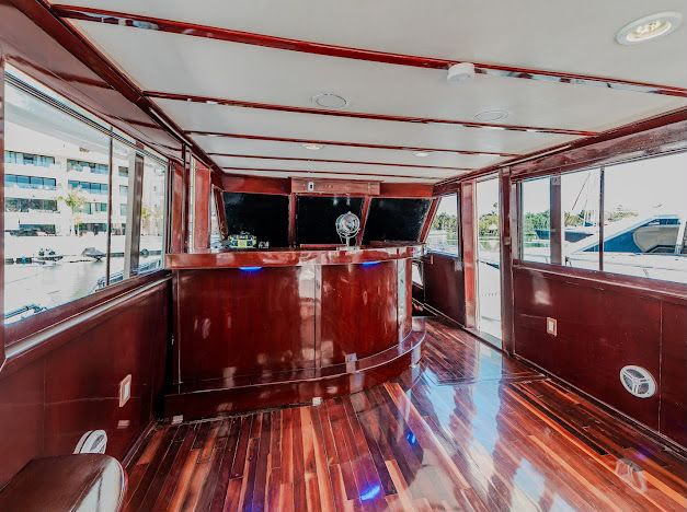 living room inside the boat